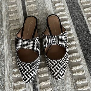 Anthropologie Black and White Houndstooth Flats